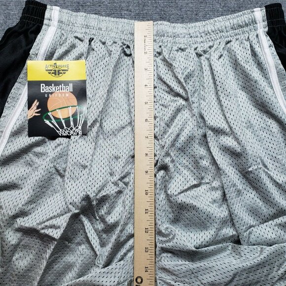 Active Force Athletic Shorts Mens 2XL Gray Black Basketball Uniform Y2K New - Picture 9 of 10